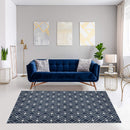7 of 13:Capri 3-Piece Zara Trellis Design Rug Set, White-Blue, 5x7 Feet 