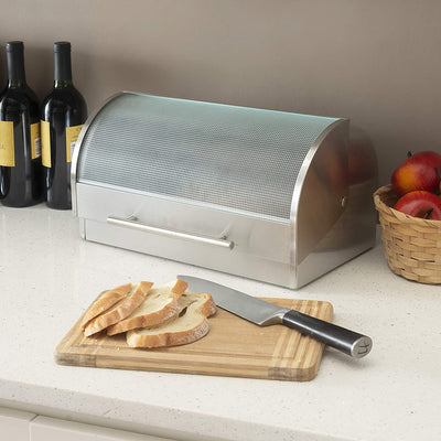 4 of 4:Boîte à pain en acier inoxydable Home Basics, 15,5 x 12,6 x 6,5 pouces 