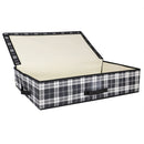 3 of 4:Coffre de rangement sous le lit Home Basics Plaid non tissé avec fenêtre d'étiquetage, noir 
