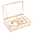 3 of 4:Home Details Vintage 4 Compartment Glass Keepsake Box, Gold, 7.9x 