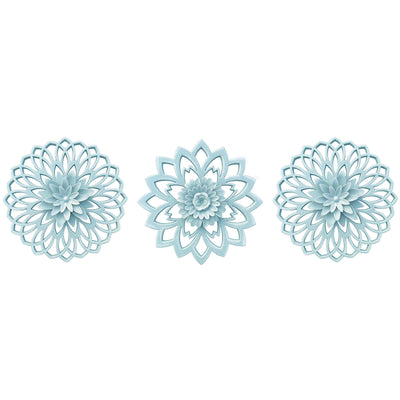 1 of 1:PREMIUS 3 Piece Floral Plaque Wall Decor Set, Blue, 10 Inches 