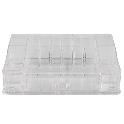 2 of 5:Home Basics Organizador de cosméticos grande de plástico resistente a roturas con múltiples compartimentos y cajón de fácil apertura, transparente 