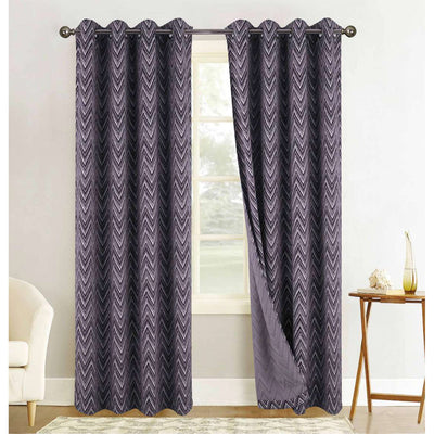 2 of 7:Panneau de fenêtre à œillets en jacquard à chevrons, 54 x 84 pouces 