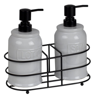 1 of 7:Home Basics 3-Piece Soap And Lotion Dispenser Caddy Set, White, 17.7 Ounces 