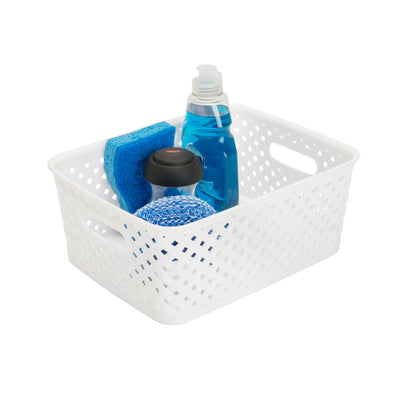 2 of 3:Petit bac de rangement en résine tressée blanche de Simplify 