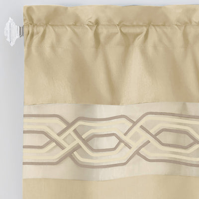 14 of 40:Paige Embroidered Kitchen Curtain and Valance Set, Tiers 55x36, Valance 55x13 Inches 