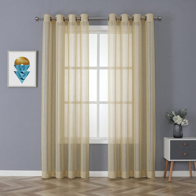 3 of 5:Whittier Stripe Matte Metallic Sheer Grommet Window Panel, 52x84 Inches 