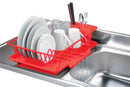 1 of 6:Home Basics 3 Piece Rust-Resistant Vinyl Dish Drainer with Self-Draining Drip Tray, Red 