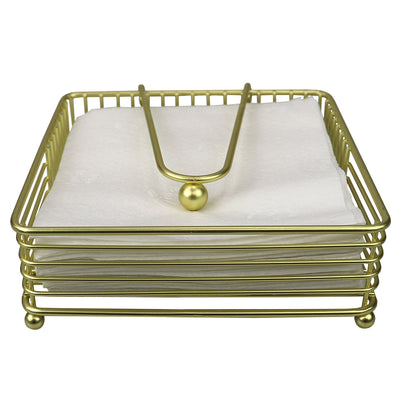 2 of 5:Home Basics Halo Steel Napkin Holder with Weighted Pivoted Arm, Gold 
