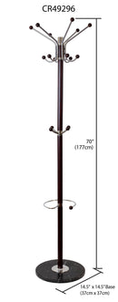 5 of 5:Home Basics Coat Rack with Heavy Duty Marble Base, Mahogany 
