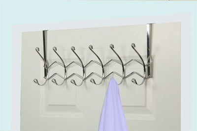 1 of 6:Home Basics Chrome Plated Steel 6 Hook Over the Door Hanging Rack 