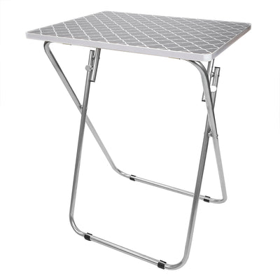 5 of 7:Table pliante polyvalente Home Basics, gris treillis, 38 x 48 x 64 cm 