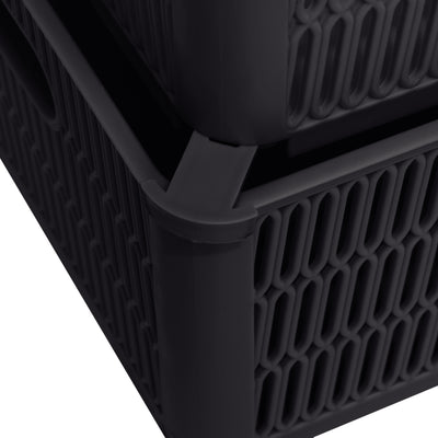 3 of 4:Simplify Slide 2 Stack It cestas de almacenamiento en negro 