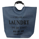 2 of 6:Home Basics Deluxe Laundry Canvas Hamper Tote with Soft Grip Handles, Navy 