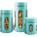 1 of 4:Ensemble de 3 boîtes hermétiques en verre pour la cuisine, bleu turquoise 