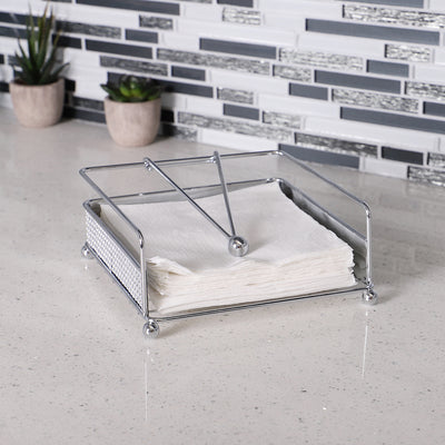 4 of 4:Home Basics Pave Flat Steel Napkin Holder with Weighted Pivoting Arm, Chrome 