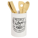1 of 4:Home Basics Love - Vasija de cerámica para utensilios, color blanco 