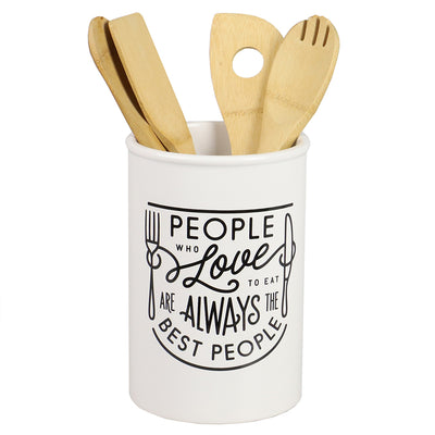 1 of 4:Home Basics Love - Vasija de cerámica para utensilios, color blanco 