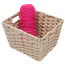 2 of 4:Home Basics Medium Faux Rattan Basket with Cut-out Handles, Taupe 