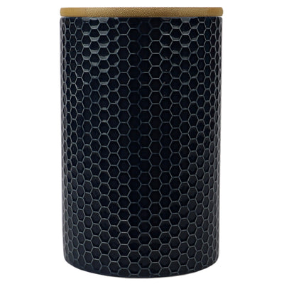 1 of 4:Grand pot en céramique nid d'abeille Home Basics, bleu marine 