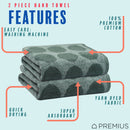 2 of 40:PREMIUS 2 Pack Circles 100% Cotton Yarn Dyed Hand Towel, 16x28 Inches 