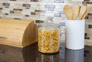 4 of 5:Home Basics Renaissance Collection Medium Glass Jar with Easy Grab Knob Handles, Clear 