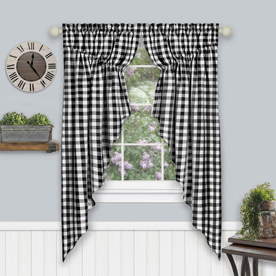 16 of 21:Buffalo Check Gathered Swag Window Curtain Pair, 72x63 Inches 