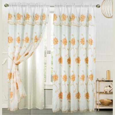 9 of 10:Alice Floral Embroidered Panel With Valance and Backing, 55x84 Inches 