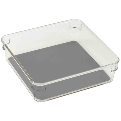 3 of 10:Home Basics 6 x 6 x 2 Plastic Drawer Organizer with Rubber Liner 