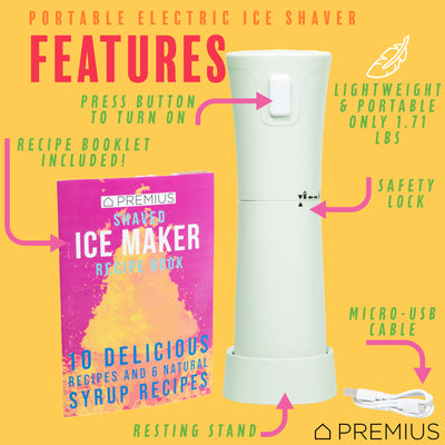 2 of 10:PREMIUS Rechargeable Cordless Hawaiian Shaved Ice Maker, Snow Cone Machine, Mint 