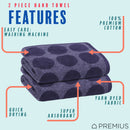 27 of 40:PREMIUS 2 Pack Circles 100% Cotton Yarn Dyed Hand Towel, 16x28 Inches 