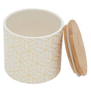 2 of 4:Home Basics Cubix - Recipiente pequeño de cerámica con tapa de bambú 