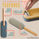 2 of 8:PREMIUS Fabric Lint Remover with Storage Case and Wood Handle, Blue-Yellow 