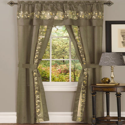 1 of 1:Fairfield 5 Piece Window Curtain Set - 55x63 - Taupe 
