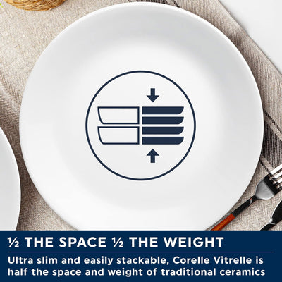 6 of 6:Corelle Vitrelle Glass Round Dinnerware Set, 12 Piece Set, Service for 4, Paloma 