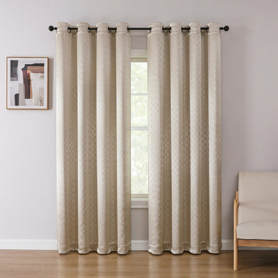1 of 18:Tobias Damask Metallic Grommet Blackout Window Panel, 52x84 Inches 