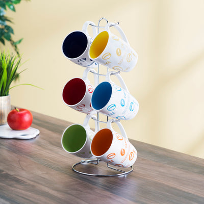 6 of 7:Home Basics 6 Piece Mug Set with Stand 
