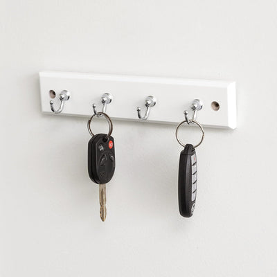 4 of 4:Home Basics 4 Hook Wall Mounted Key Holder Rack, White 