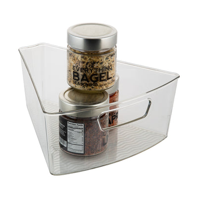 4 of 4:Kitchen Details 2 Pack Triangular Lazy Susan Organizer Bins in Clear 