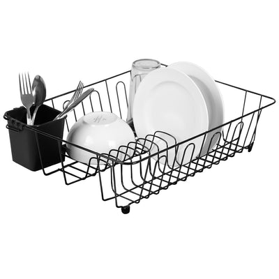 1 of 4:Home Basics Large Vinyl Coated Wire Dish Rack with Utensil Holder, Black 