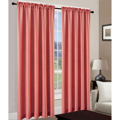 1 of 2:Leah Jacquard Textured Window Panel and Valance Treatments, Coral 