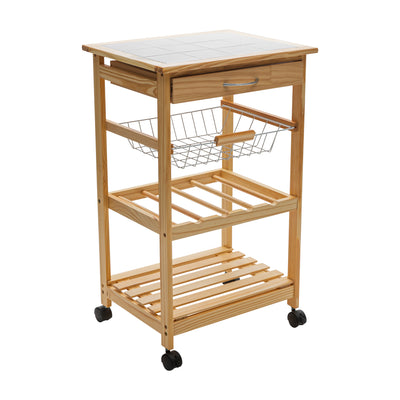 1 of 4:Neu Home Rolling Kitchen Cart with Ceramic Countertop 