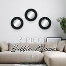 2 of 2:PREMIUS 3 Piece Bubble Beaded Mirror Wall Decor Set, Black, 10 Inches 