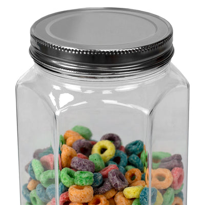 3 of 4:Conceptos básicos del hogar 51 oz. Bote de vidrio hexagonal grande, transparente 