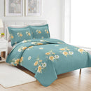 6 of 8:PREMIUS Lucea 3 Piece Microfiber Wrinkle-Free Quilt Set, Soft Blue 