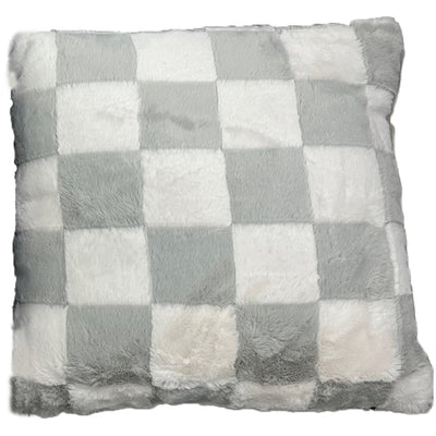 4 of 8:Coussin en fausse fourrure à carreaux Raceway, 50 x 50 cm 