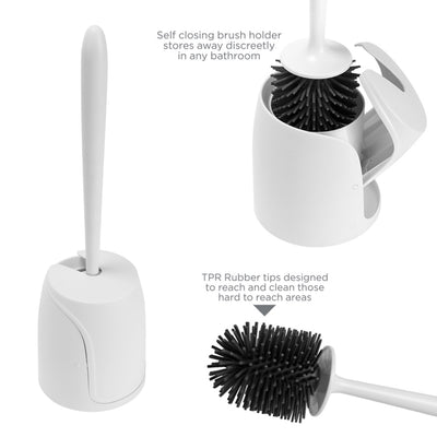 3 of 4:Brosse WC à fermeture automatique Bath Bliss avec poils en caoutchouc souple 
