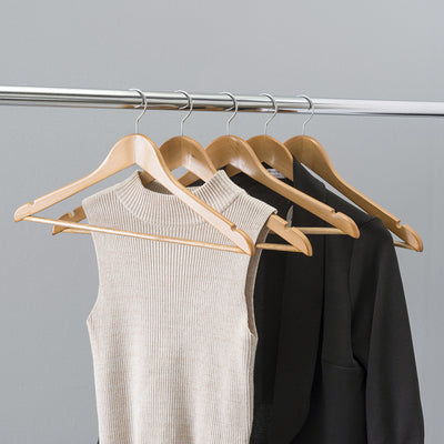 3 of 5:Home Basics Non-Slip 5 Pack Wood Hangers with Swivel Hook, Natural 