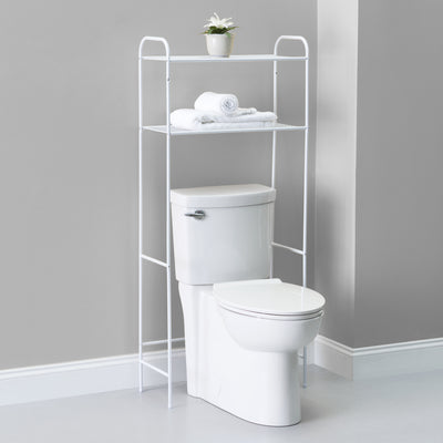 4 of 6:Home Basics 2 Shelf Bathroom Space Saver, White 