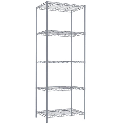 2 of 4:Home Basics Estante de alambre de acero de 5 niveles, gris 